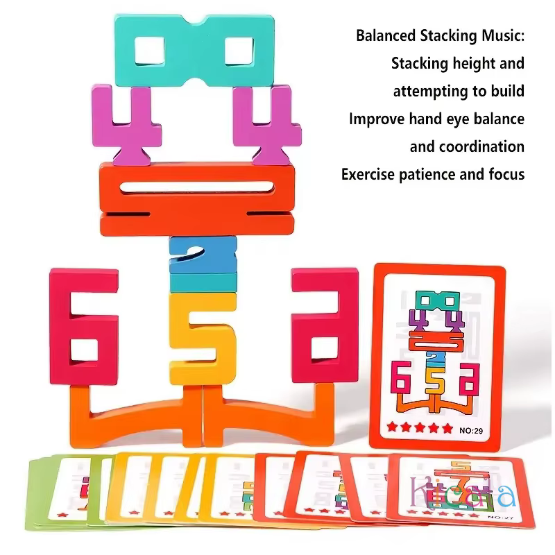 Bloques Montessori de madera para aprender números y equilibrio - imagen 3
