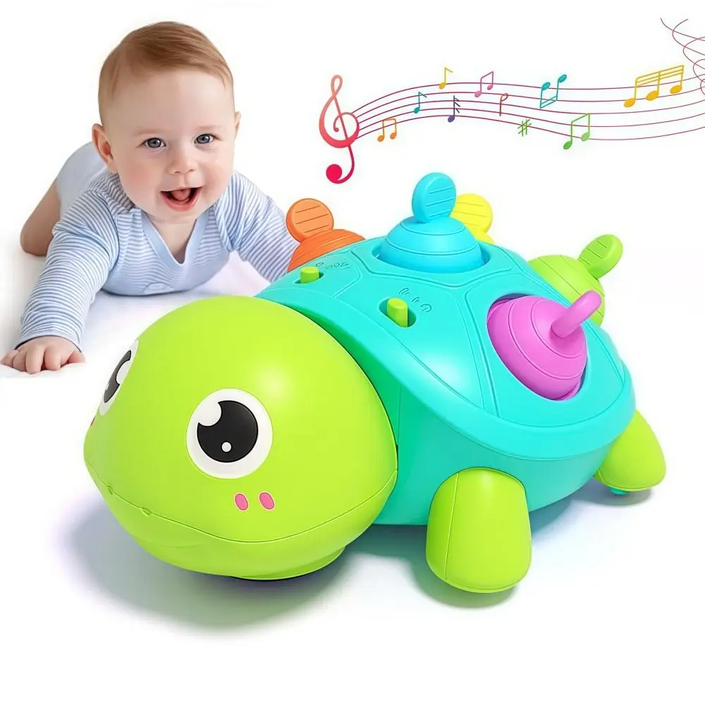 Tortuga Musical para gatear, juguetes para bebés Montessori, juguetes para gatear para bebés, mordedor de aprendizaje sensorial, juguete de tortuga Musical