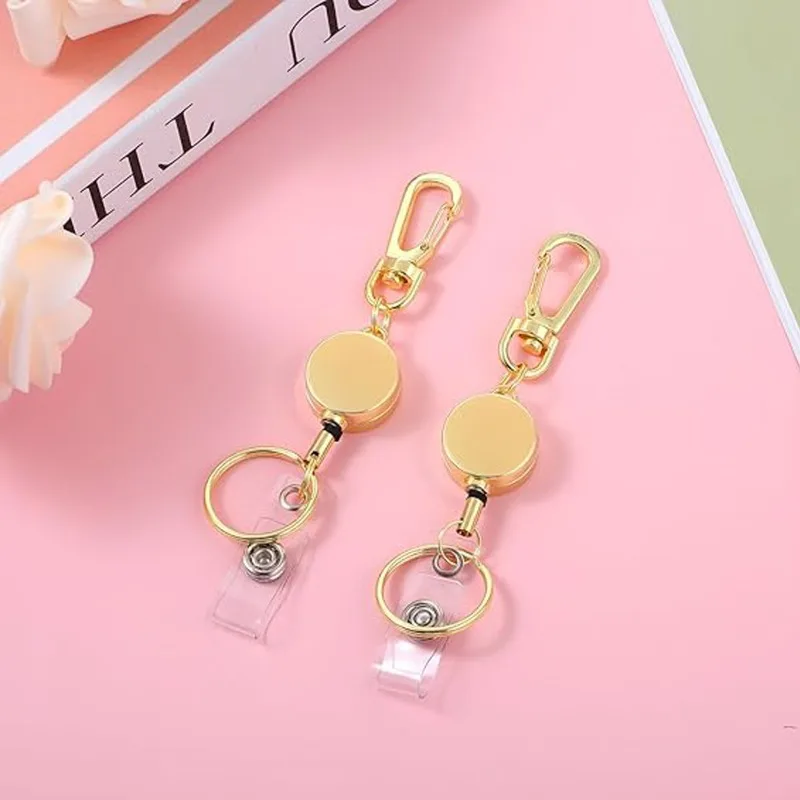 Hebilla redonda de fácil extracción, Clip de insignia de aleación, carrete de insignia retráctil, Clip de identificación fácil de tirar para personal de oficina, 1 ud. - imagen 2