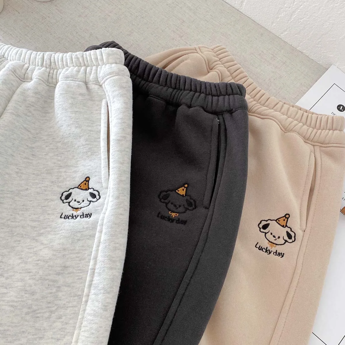 Bombachos de felpa cálidos para bebés otoño invierno estilo coreano - imagen 2