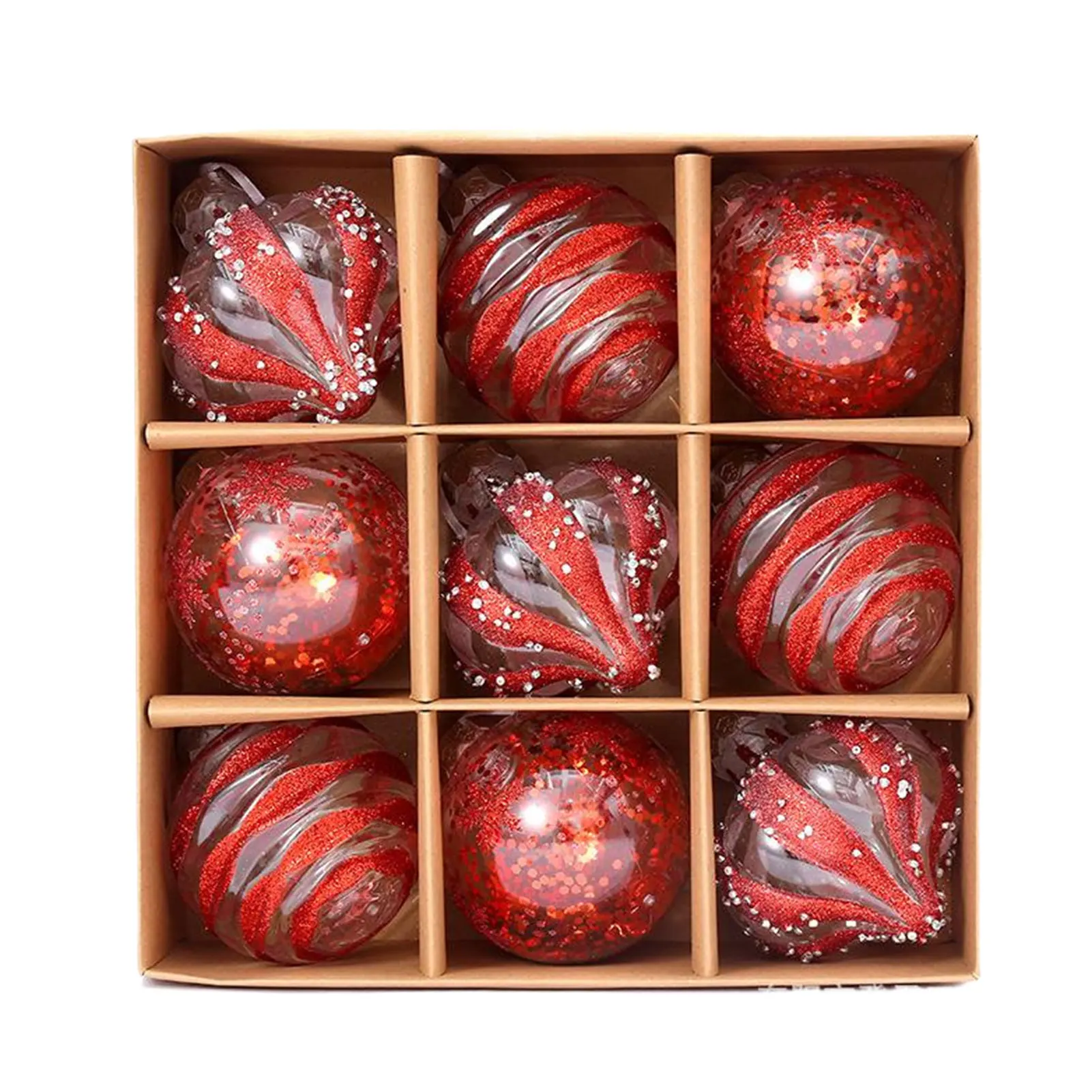 9 Uds. De bolas de Navidad de 8CM, adornos para árbol de Navidad, colgantes de bolas, decoración de fiesta en casa, decoración navideña de Año Nuevo 2024 - imagen 5