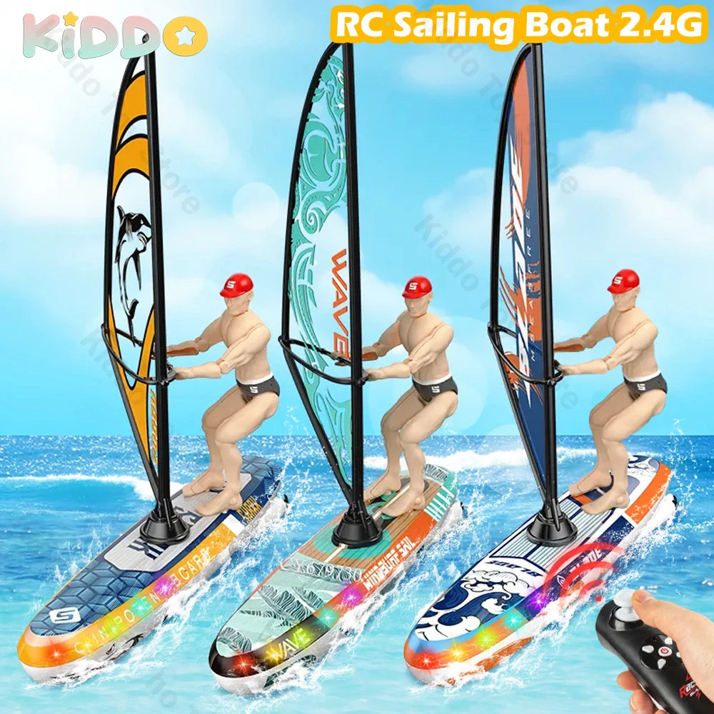 Barco de vela RC 2,4G, lancha rápida con control remoto, modelo de juguete de carreras, columpio deslumbrante, kayak, piscina competitiva, juguete acuático al aire libre para chico