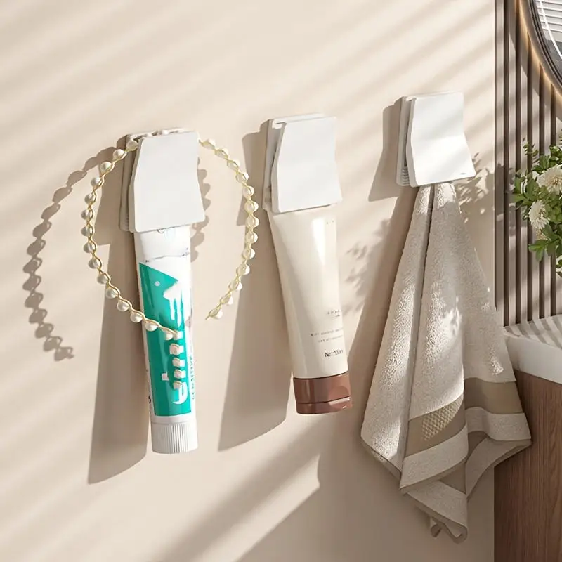 Minimalist Space Saving Toothbrush Holder Multi-Purpose No Punch Storage Organizer Hanging Clip 4PCS Wall Mounted Storage Rack - imagen 4