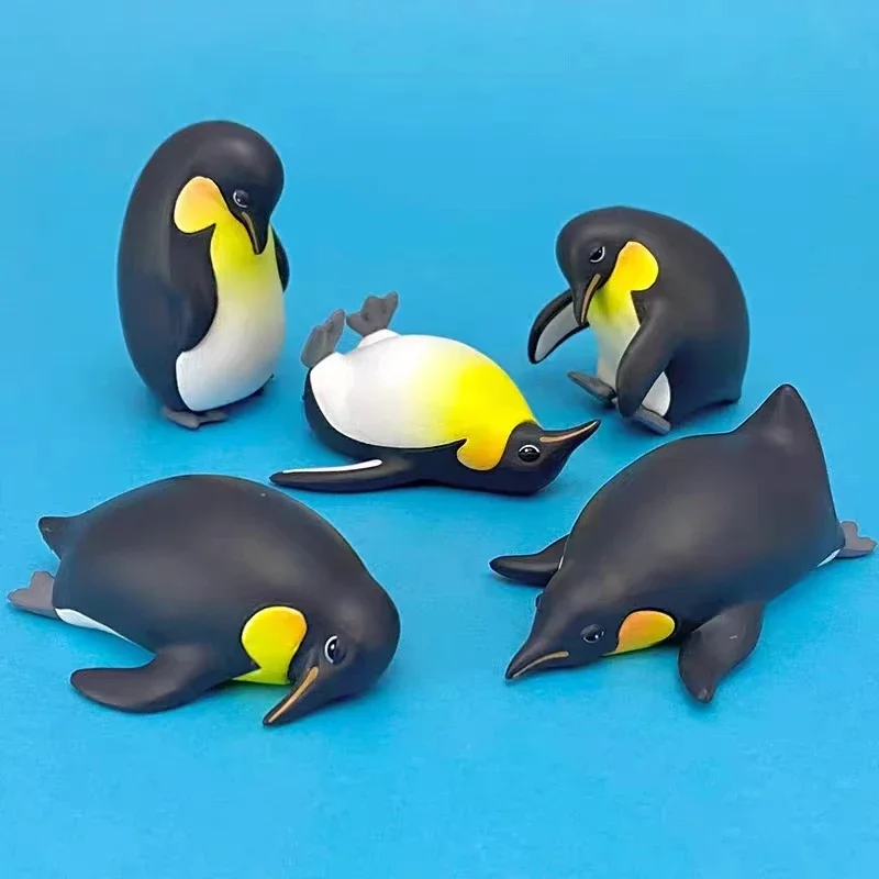 Qualia capsule toys cute funny Tired exhausted fat black penguin mascot bushed animal lazy lying down desktop ornament figures - imagen 2