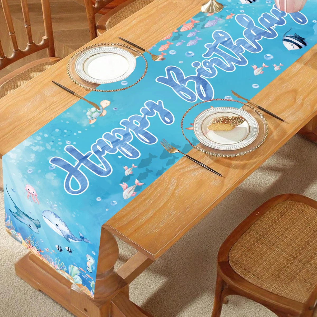 Camino de mesa animales marinos para fiestas infantiles y cumpleaños - imagen 2