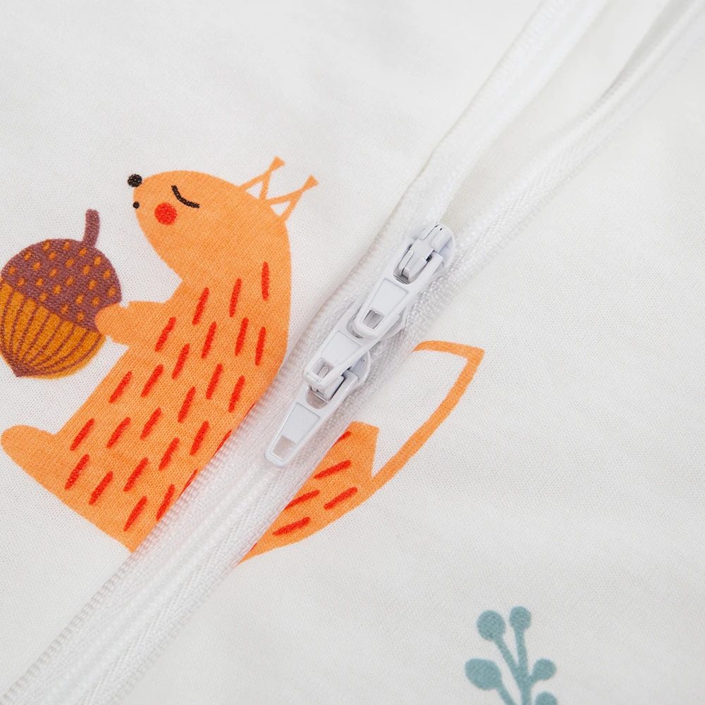 Saco de dormir para bebé, saco de dormir con estampado de ardilla de dibujos animados, saco de dormir fino de algodón suave para primavera, ropa de casa para niños 1,5 Tog - imagen 5