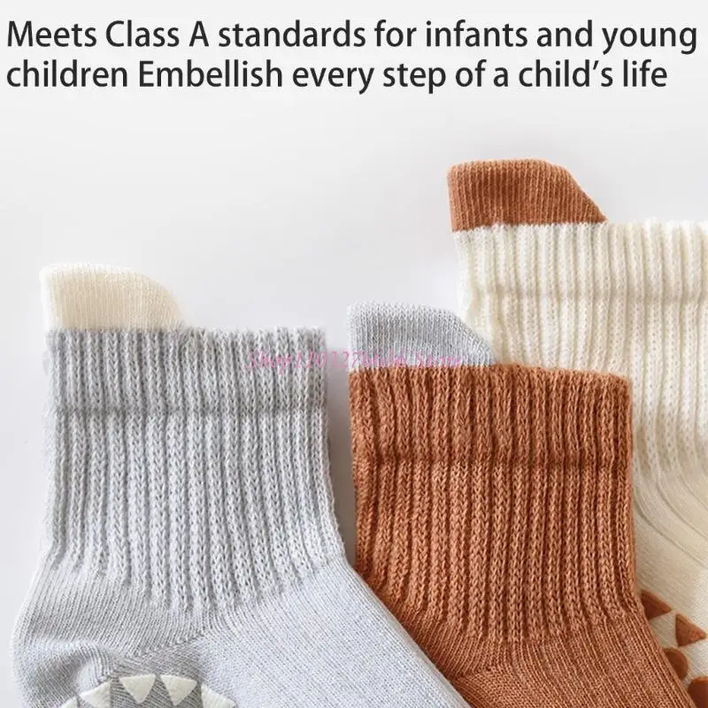 R6FD 3 pares calcetines suelo para bebé, zapatos planos para antes caminar, calcetines para niños 0 a 5 años, para - imagen 5