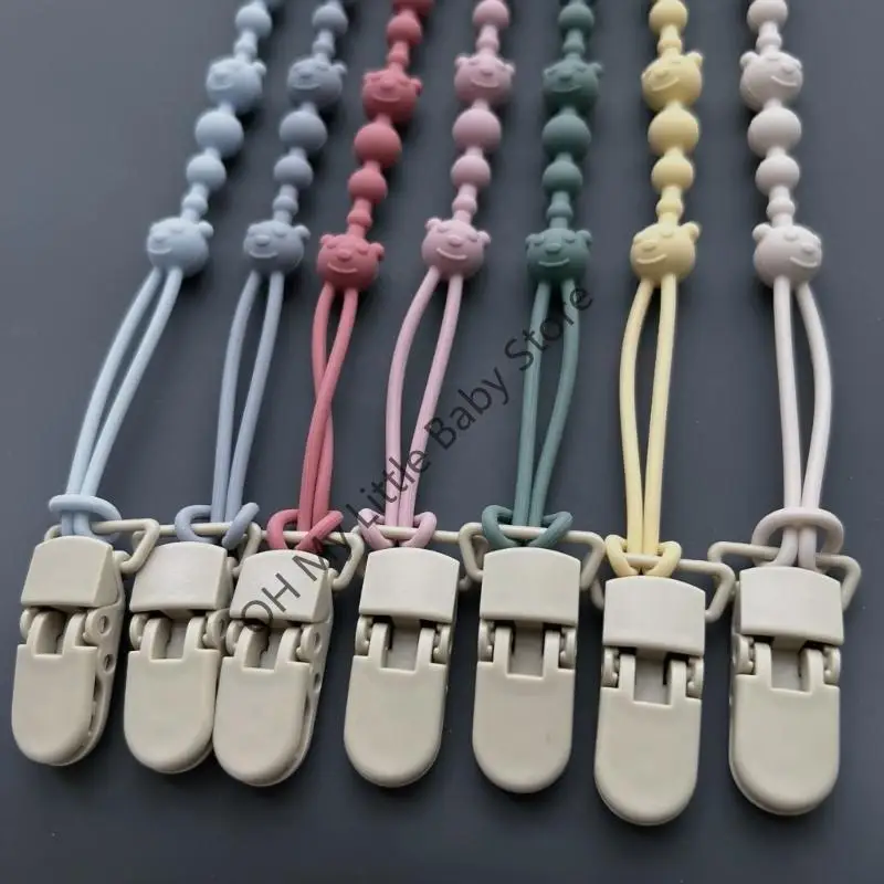M76C Soft Silicone Baby Puppifier Cadena Titular dentición Topeador juguetes Pacificador Bear Clip