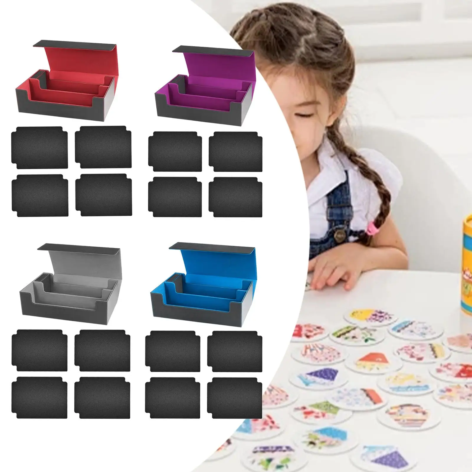 Trading Card Deck Box Lightweight Container PU Leather Playing Card Box