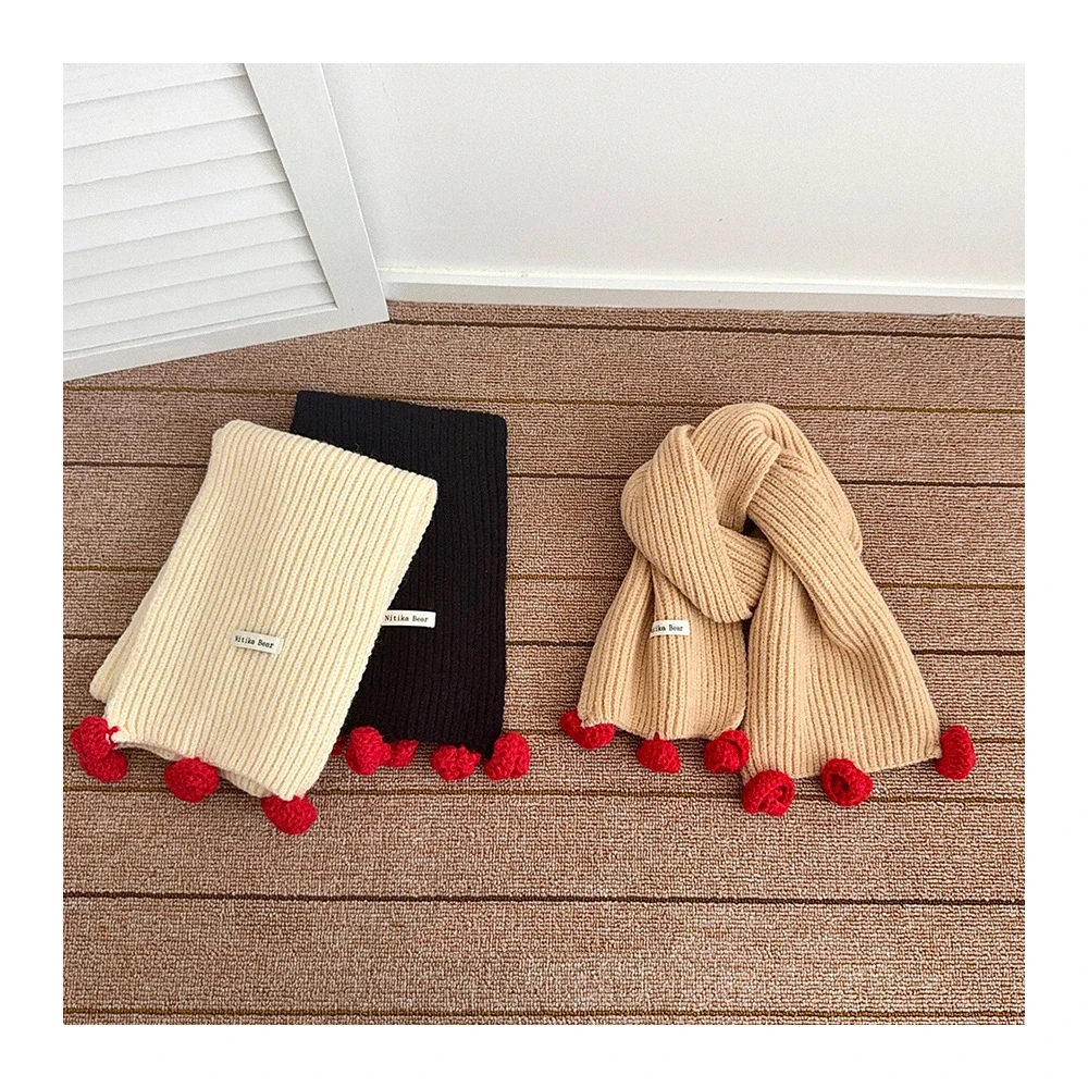 Bufanda de invierno para niños, 2-8T, letras adhesivas, cálida bufanda tejida para niñas, accesorios bonitos a prueba de viento para niños