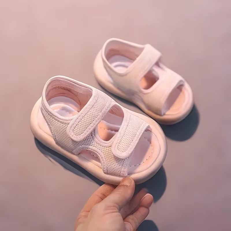 Sandalias de encaje transpirables para bebé – Blancas y rosas - imagen 4