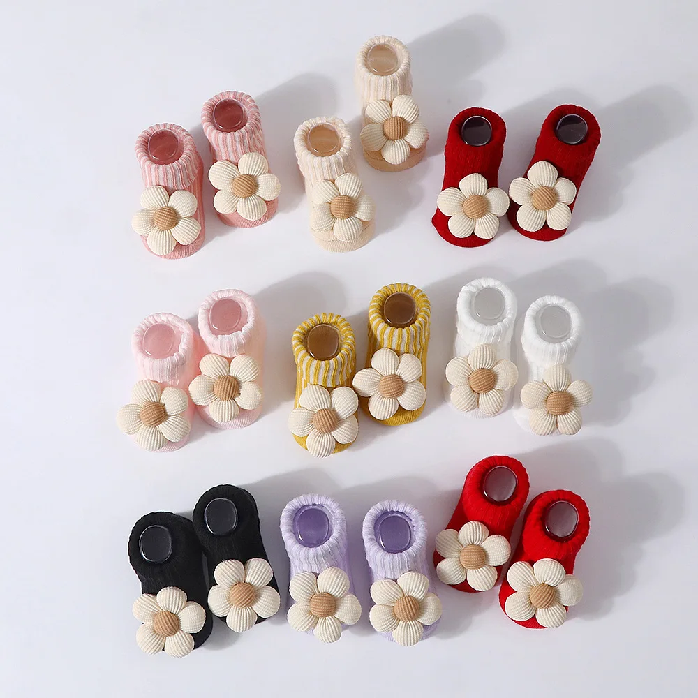 Calcetines bebé flores 3D suaves para recién nacidos – Primavera - imagen 4