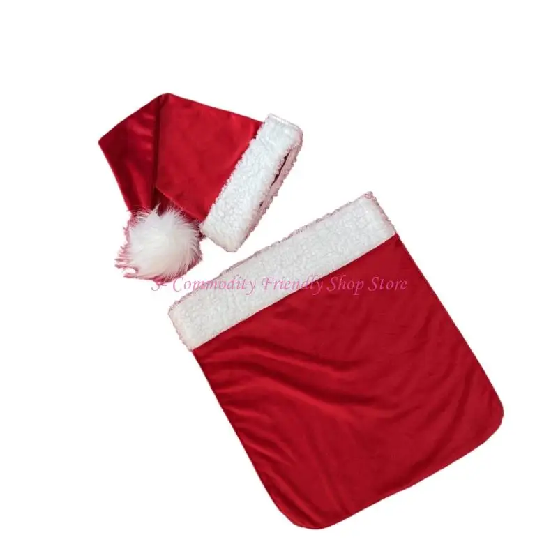 85AE Gorros Papá Noel y traje fotografía bolsillo para bebé accesorio fotografía Navidad para recién nacido - imagen 5