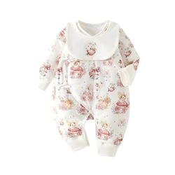 Mono de manga larga con babero de algodón para bebé – Otoño e invierno