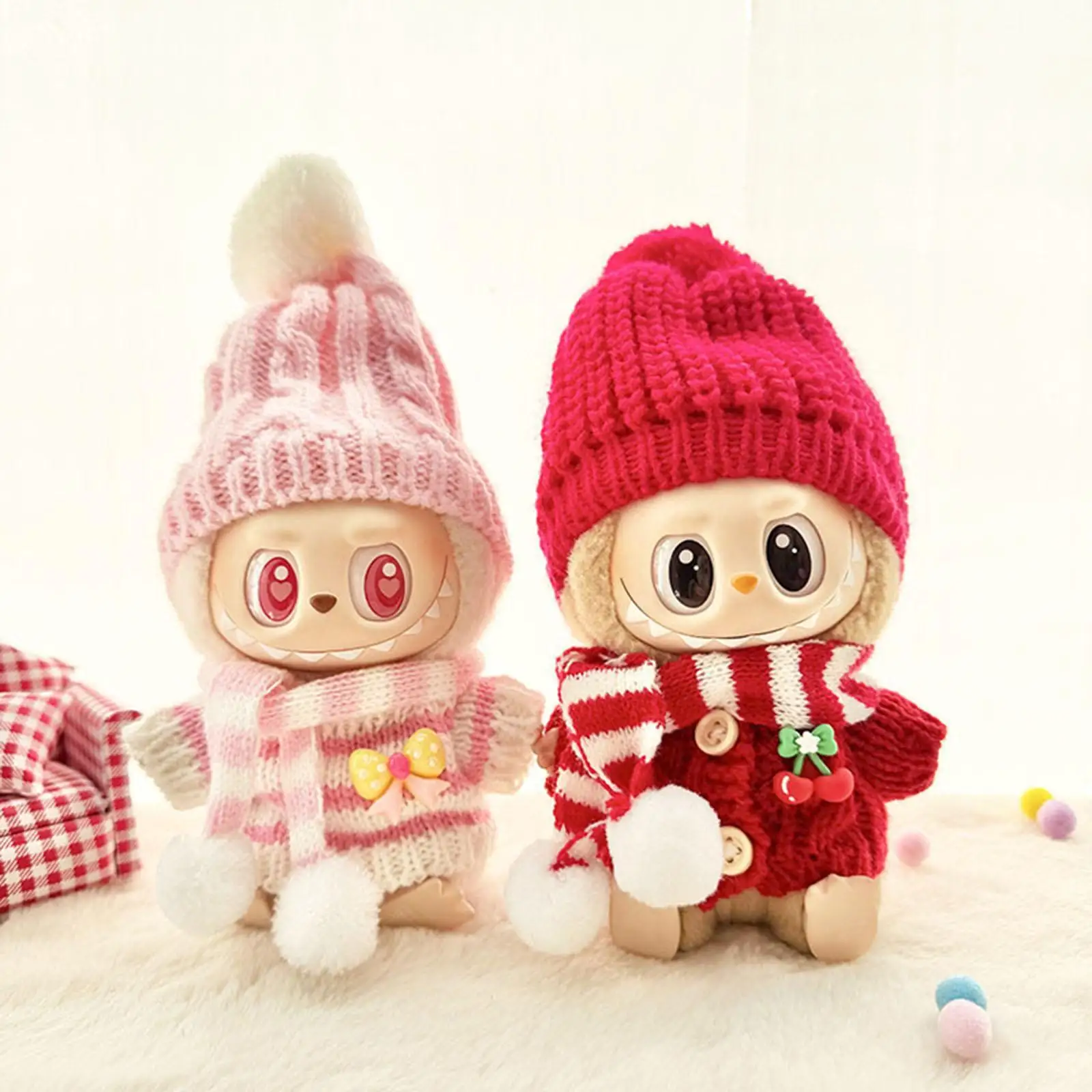 3x Fashion Dolls Sweater and Hat Scarf Accessory Miniature Clothes for 15-17cm Dolls Girl Dolls Birthday Gifts Children's Gifts