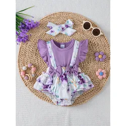 Mono sin mangas morado para niña verano con lazos y diadema