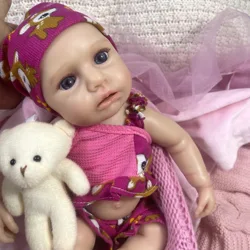 Mini muñeca Reborn de silicona pura LouLou despierta de boca abierta de 13 pulgadas, regalo de cumpleaños y Navidad para niña de silicona sólida realista