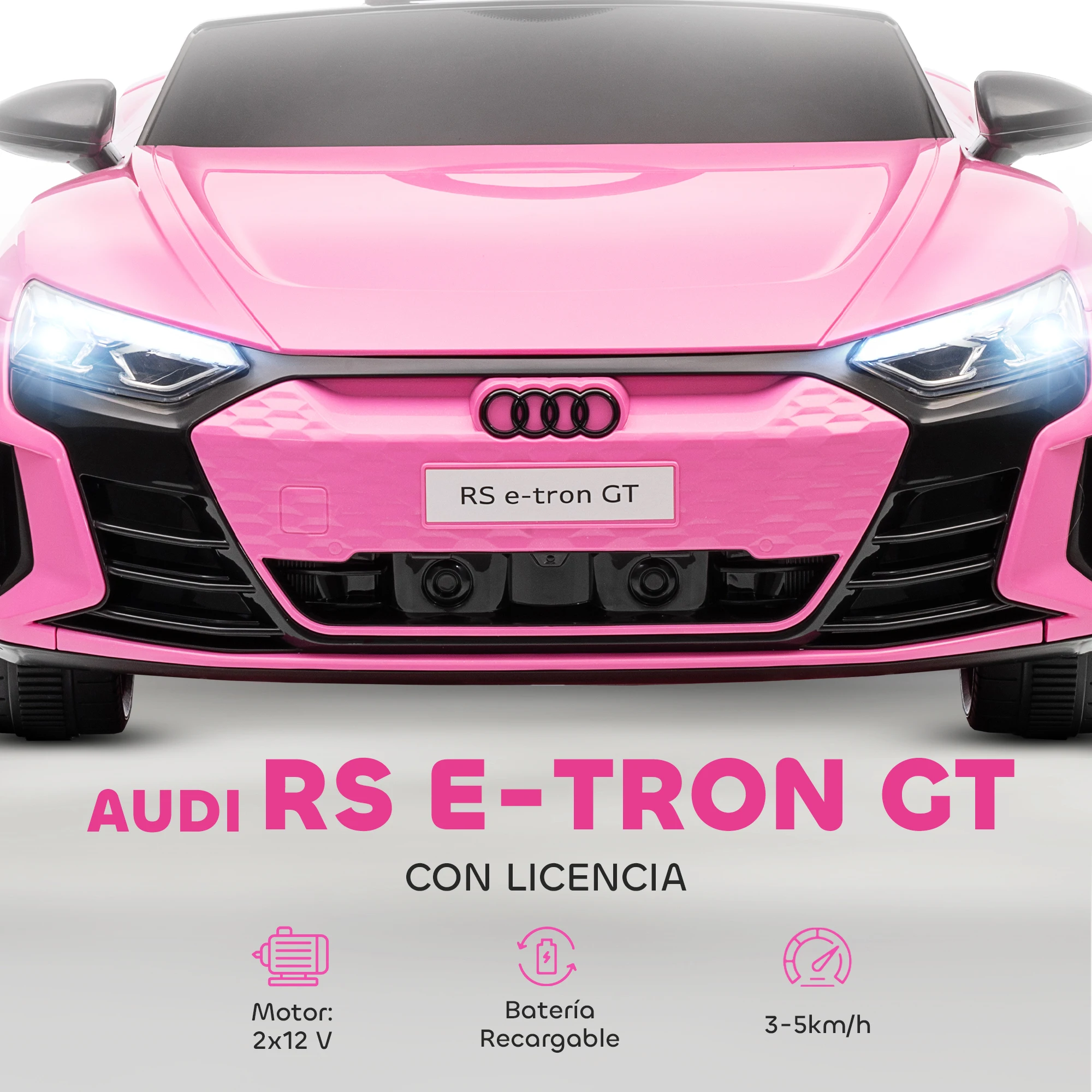 HOMCOM Coche Eléctrico para Niños de +3 Años AUDI RS e-tron GT Coche de Batería 12V con Mando a Distancia Faros LED Bocina Música USB y Apertura de Puerta 3-5 km/h - imagen 5