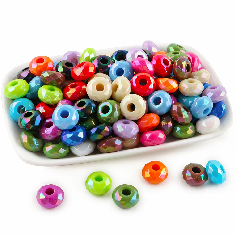 20/50 Uds. Cuentas de rueda espaciadoras acrílicas coloridas con agujero grande redondo de 15mm para fabricación de joyería DIY collar pulsera pendiente accesorio - imagen 4