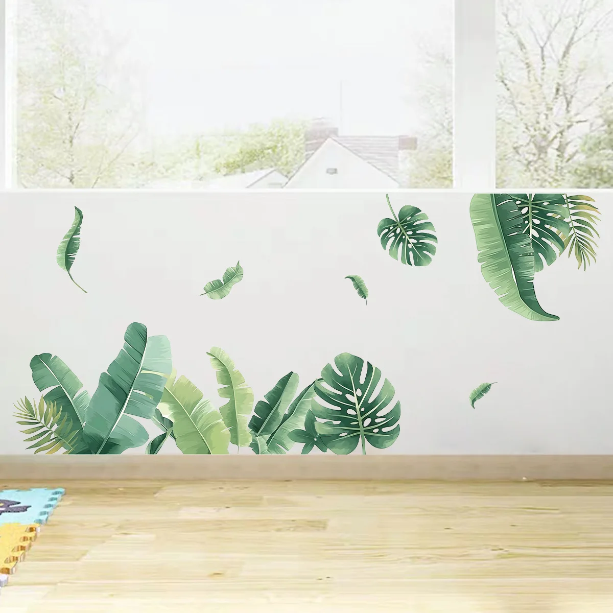 Pegatinas de pared de plantas tropicales, hoja de plátano, tortuga, hoja trasera, calcomanías de pared, sala de estar, dormitorio, decoración del hogar, decoración de pared de oficina - imagen 4