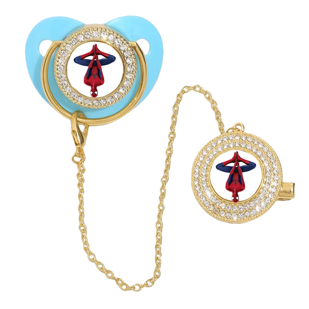 Nueva lujosa funda con clip de cadena para chupete para bebés, exclusiva para masticar y tocar la boca, tetina de silicona con estampado de anime para bebé - imagen 4