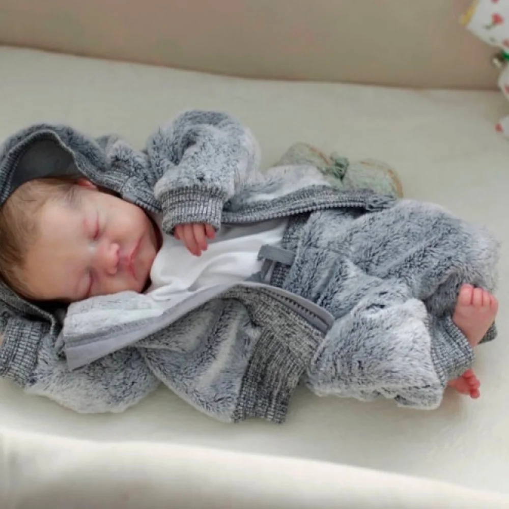 17 인치 전체 비닐 바디 방수 또는 천 바디 다시 태어난 인형 Levi 3D 피부 페인트 머리카락 보이는 정맥 실물 같은 신생아 장난감 선물 - imagen 2
