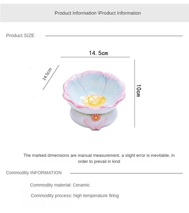 Cuenco de cerámica con forma de hoja de loto para gatos, boca inclinada, protección del cuello de gran diámetro, cuenco de comida para gatos, suministros para mascotas, bandeja de almacenamiento de adornos - imagen 5