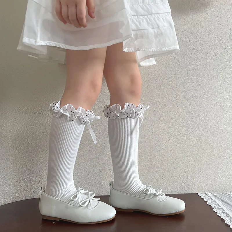 Calcetines escolares de algodón con encaje para niños - imagen 4