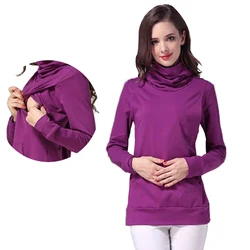 Ropa de maternidad de cuello alto de invierno, Tops, ropa de lactancia, sudaderas con capucha, Top de lactancia, ropa de lactancia para mujeres embarazadas