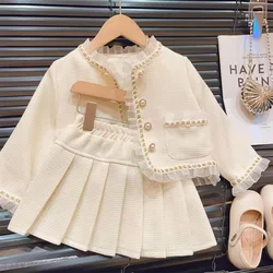 Conjunto de falda plisada y jersey para niño – Temporada primavera-otoño