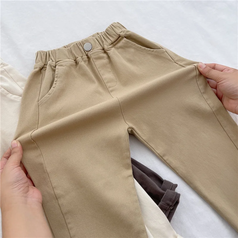 Pantalones de otoño para niños 2-7T, pantalones Harem finos de Color sólido para niñas, pantalones casuales sueltos para niños, pantalones coreanos para niños - imagen 5