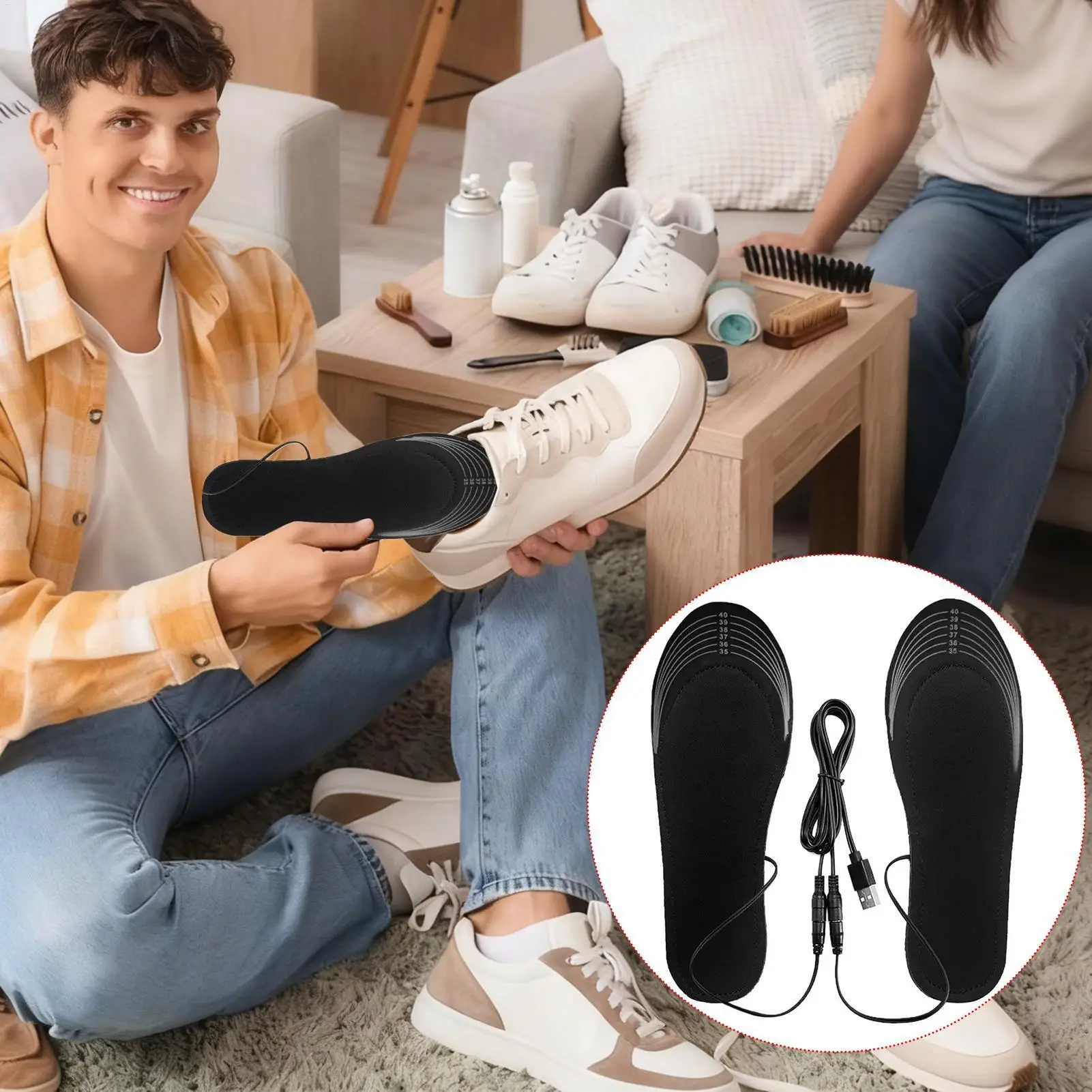 Plantillas eléctricas calentadas USB para zapatos de invierno – Lavables y cortables - imagen 3