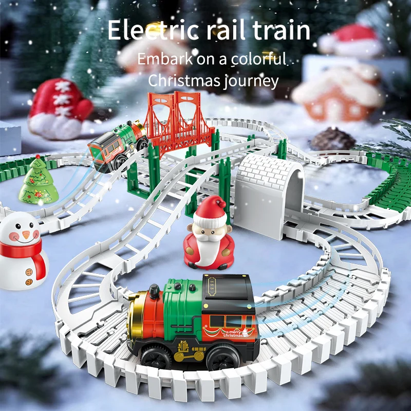 Pista de tren eléctrica navideña para niños – Juguete educativo