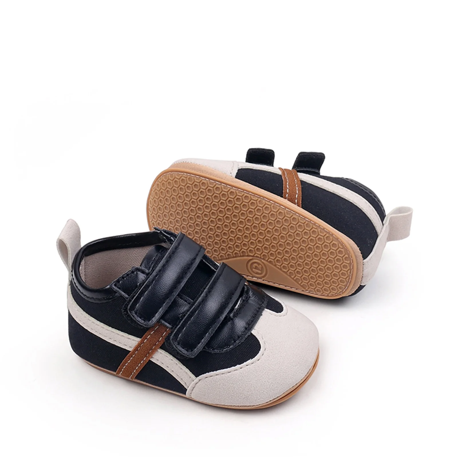 VISgogo Zapatillas de deporte para bebés y niñas, zapatos para caminar para niños pequeños con contraste de color a la moda, zapatos deportivos de cuero - imagen 5