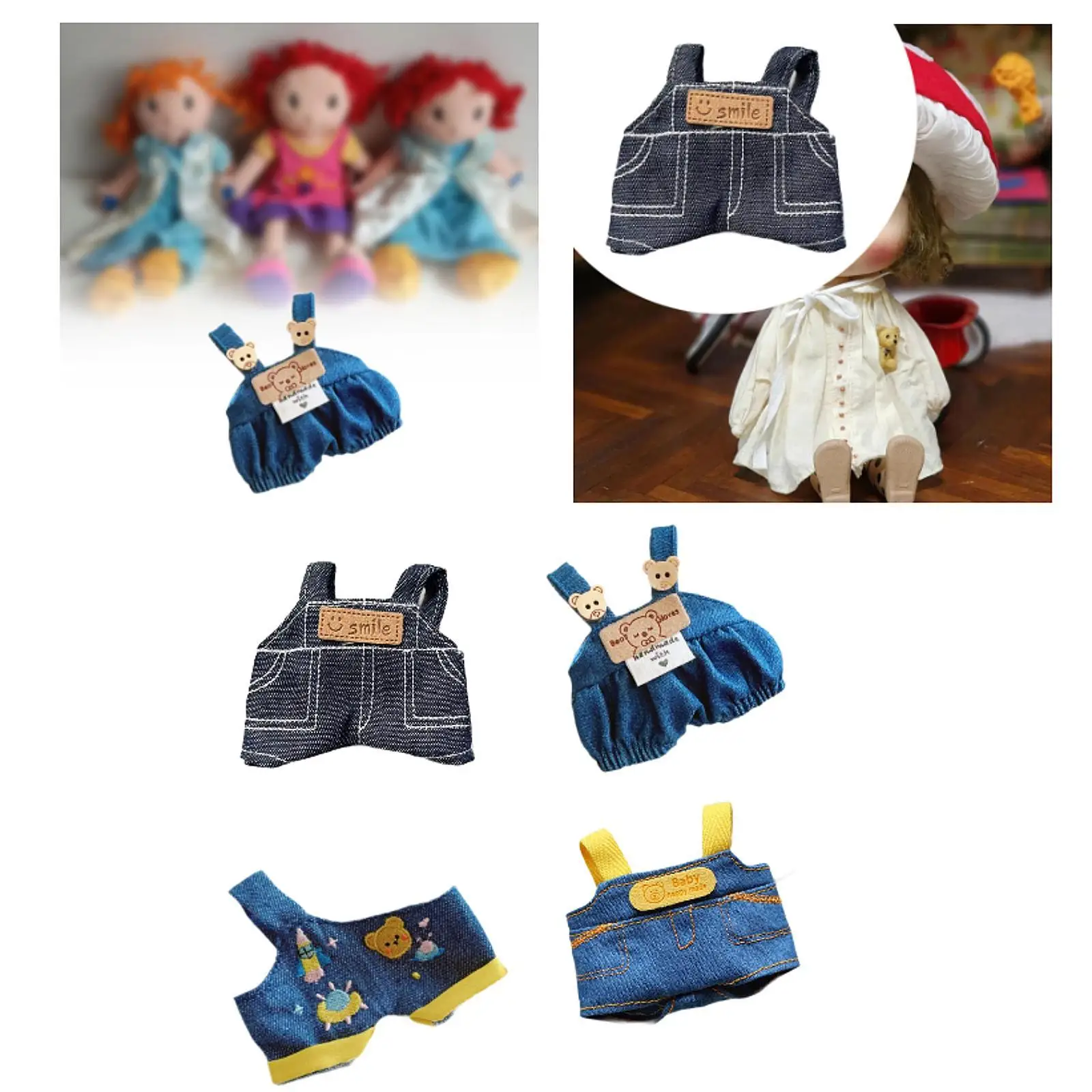 Plush Doll Suspender Coordination Photo Props Fashion Costumes Clothing Educational DIY Make Your Own Dolls for 15cm 17cm Dolls