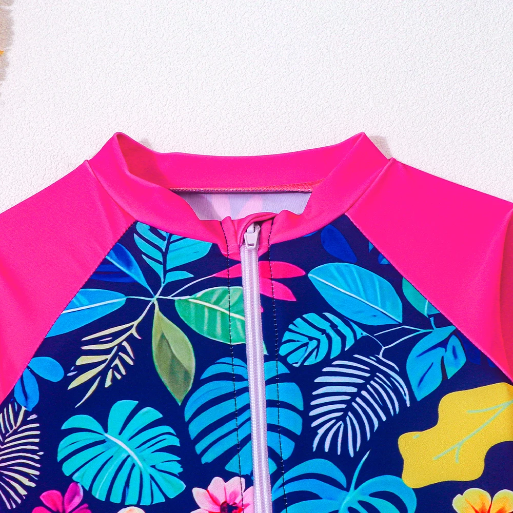 Traje de baño una pieza niña estampado tropical con cremallera frontal - imagen 5