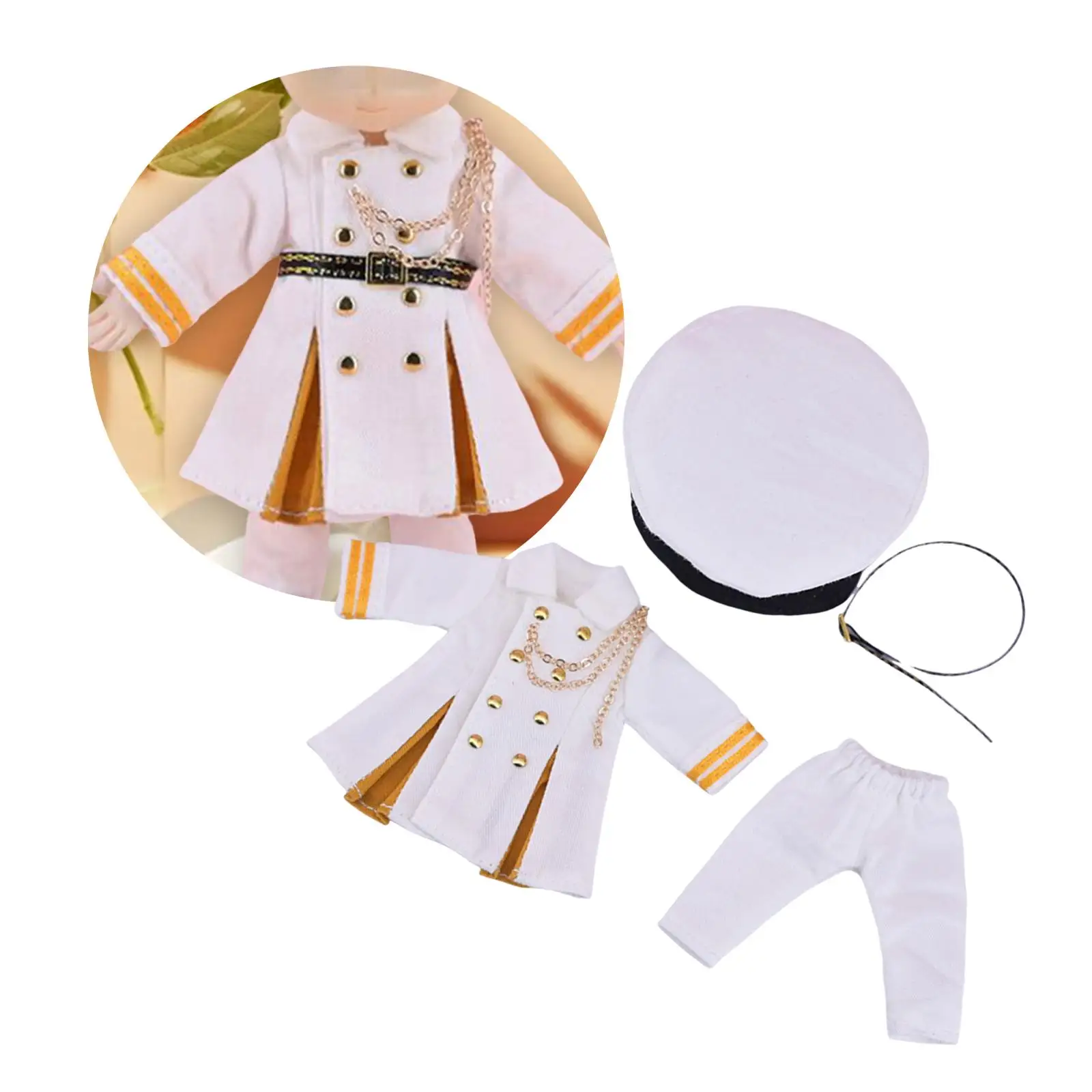 1/12 Fashion Doll Clothes Stylish Gift Children Toy Clothing Doll Uniform Coat Set Miniature Doll Accesories for Ob11 Dolls