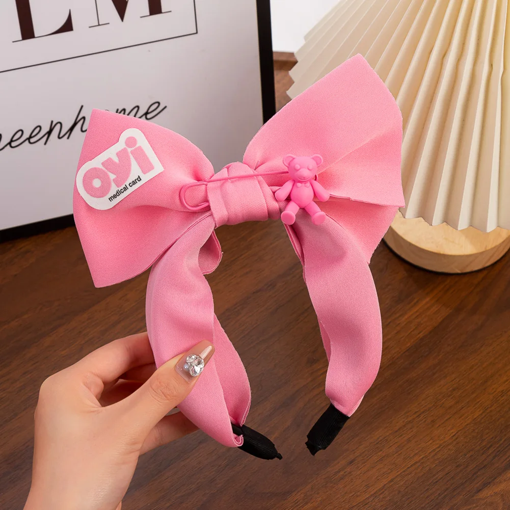 Diademas de lazo grande con estampado de letras para niñas, diademas de oso, aro de pelo ancho, fiesta de baile, Cosplay, tocado para niños