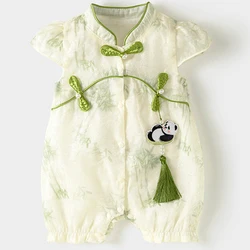 Vestido bebé niña Cheongsam panda algodón manga corta verano