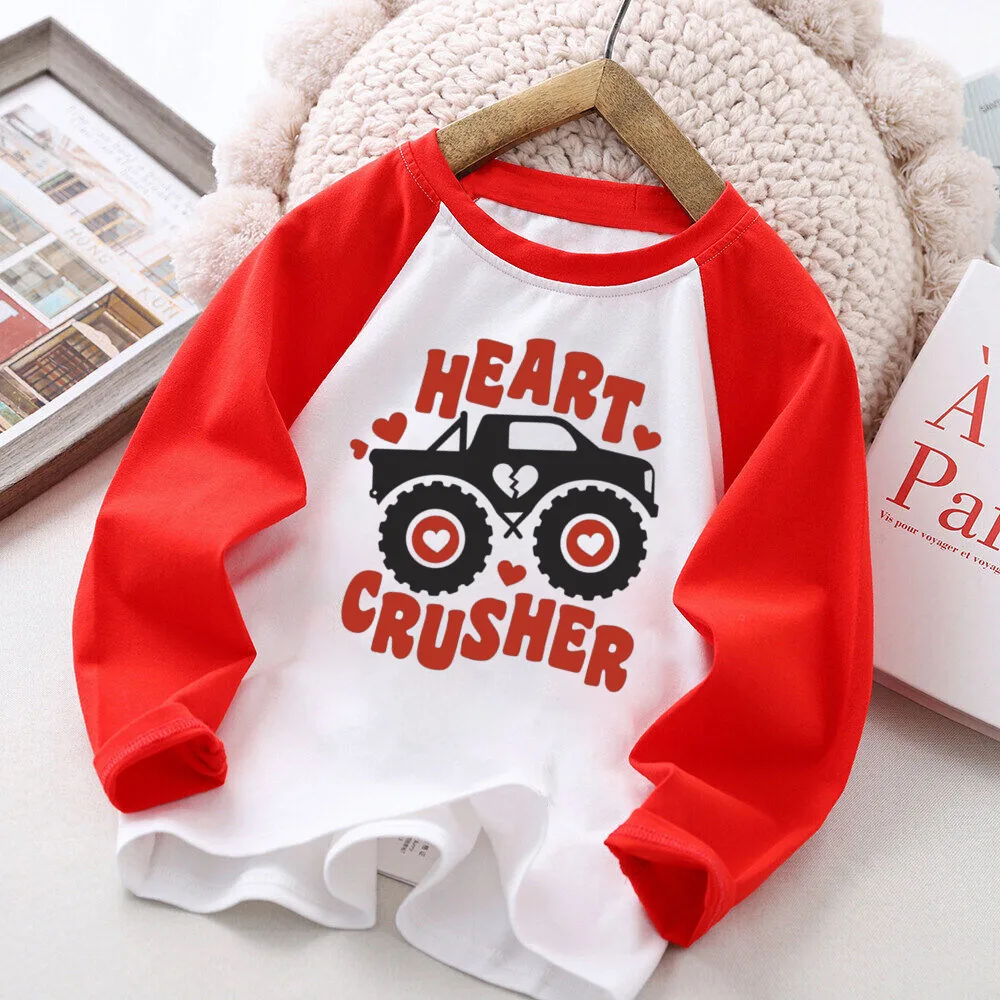 Camiseta raglán dinosaurio corazón niños – San Valentín