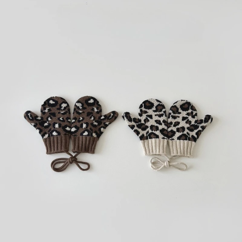 Guantes de invierno para bebé – Estampado leopardo antiviento