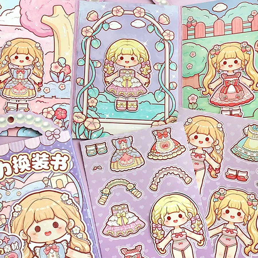 Tilado vestir libro magnético silencioso cuenta de mano para niñas y niños pegatinas de escena de juguete magnético hechas a mano - imagen 3