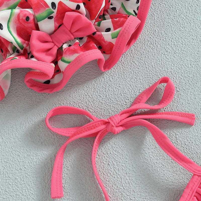 Bikini halter con volantes para niña y sombrero a juego - imagen 5