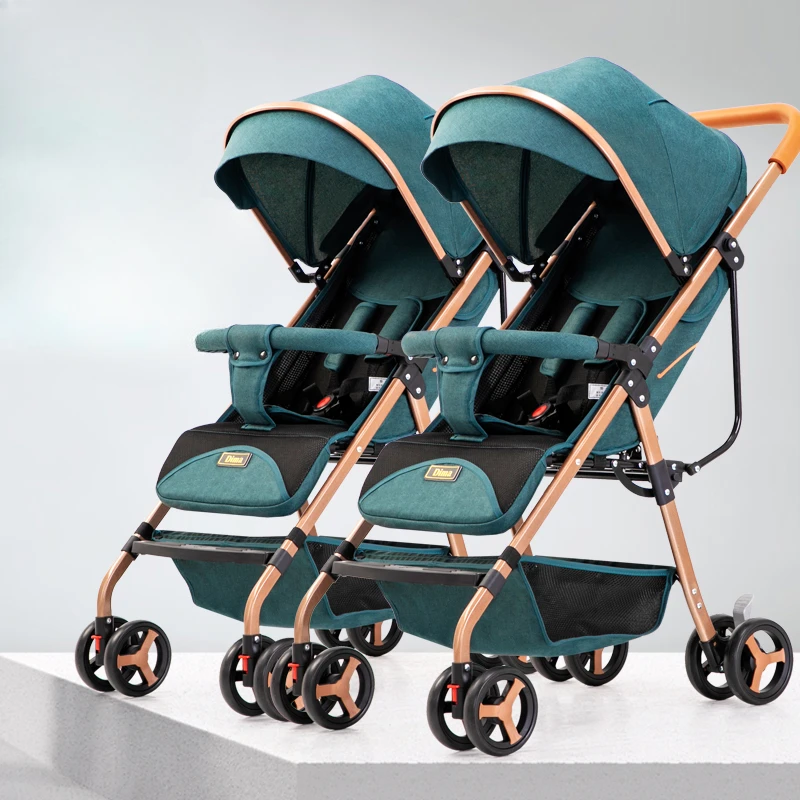 ‌ Cochecito de bebé compacto de 4 ruedas, sistema ultraligero plegable con una sola mano, asientos reclinables dobles, cochecito de viaje para padres ‌ - imagen 5