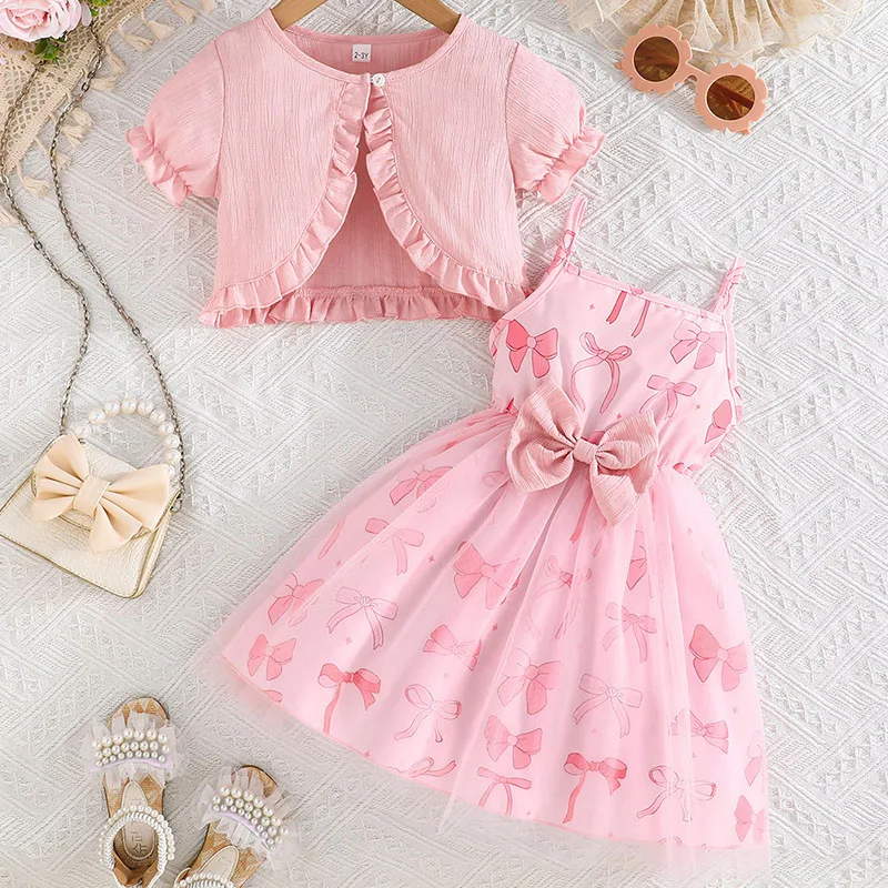 Boutique conjunto bebé niña dos piezas algodón top y vestido princesa