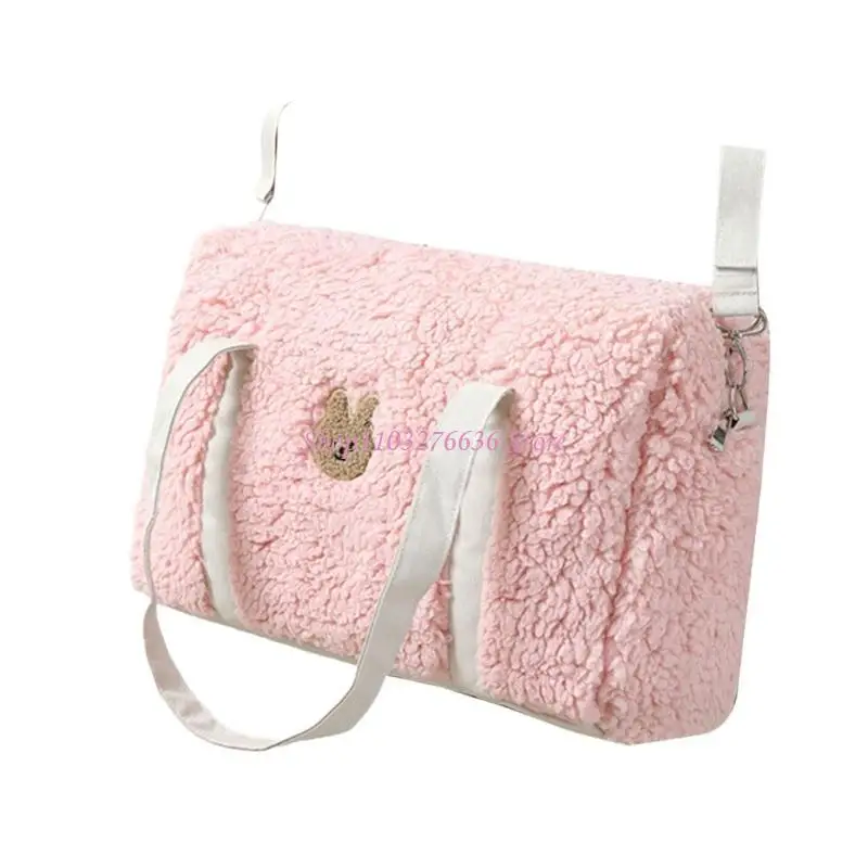 Bolsa colgante pram R6FD para mujeres Bolsa mamá Bordado patrón conejo bordado Bolso pañales multifunción gran - imagen 3
