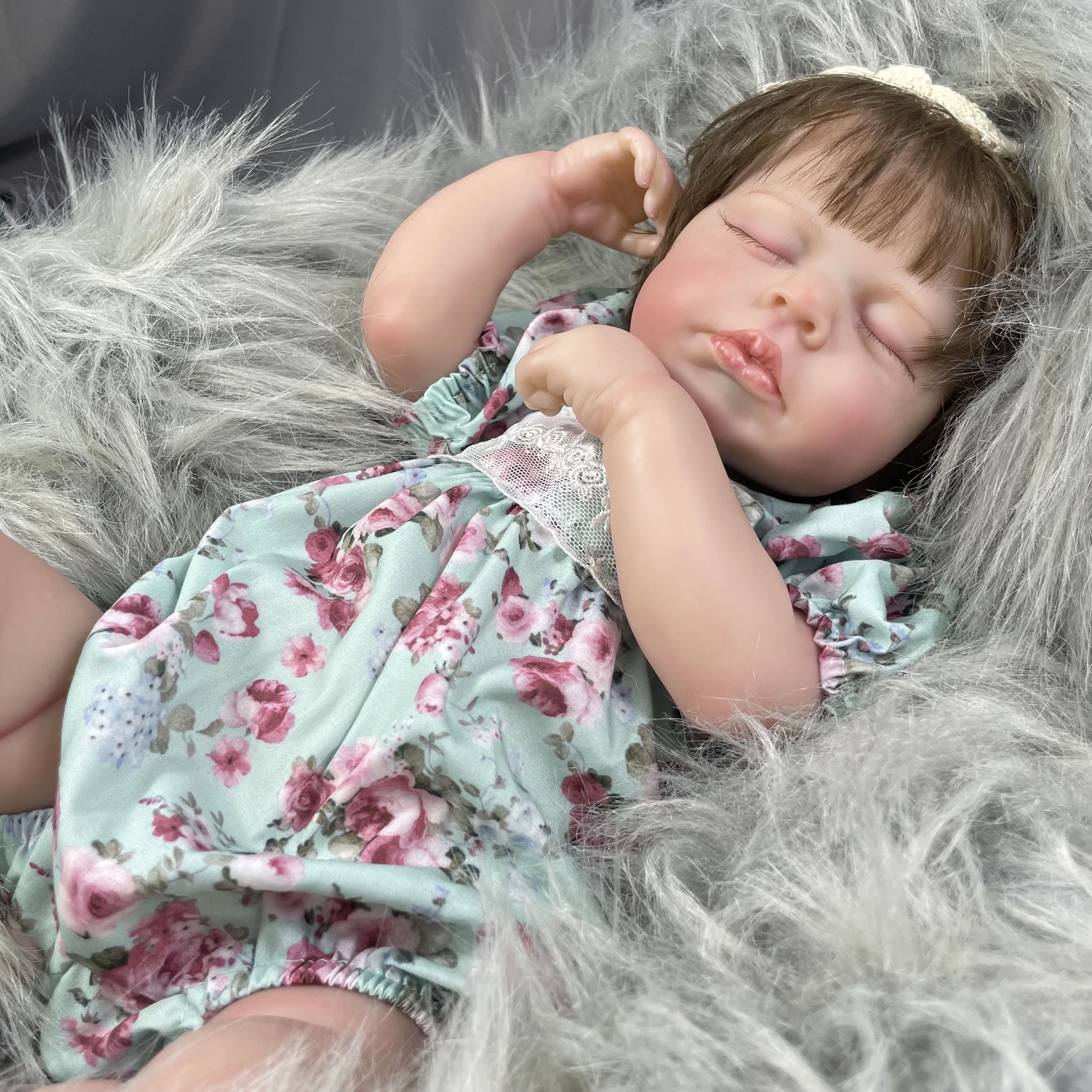 Muñecas de bebé LouLou Reborn terminadas de 50CM con trasplante de cabello, cuerpo completo de vinilo o tela, piel 3D, venas visibles para regalo de niñas - imagen 2