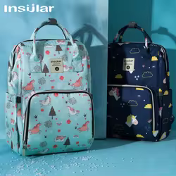 Mochila maternidad con organizador pañales y cochecito colgante