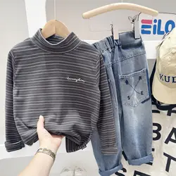 Camisetas manga larga rayas cuello alto niño niña otoño invierno