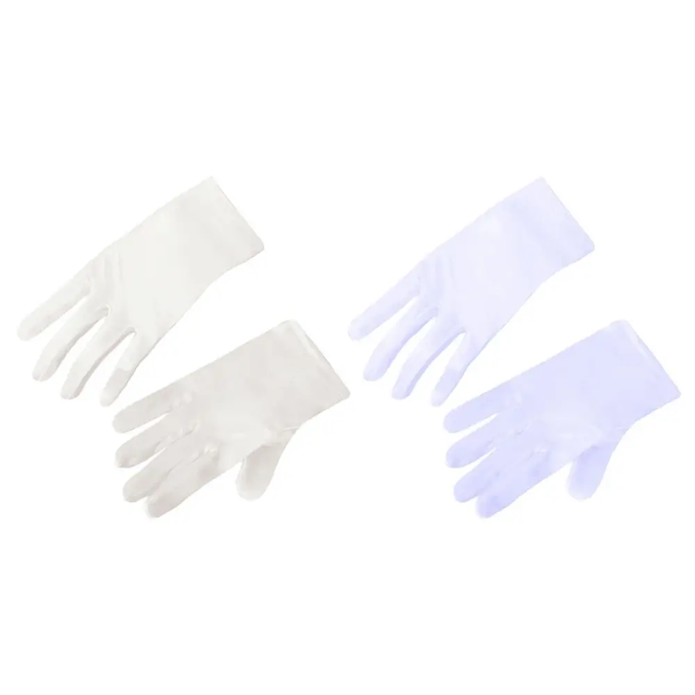 Guantes de boda blancos elegantes para niños, guantes cortos de encaje satinado brillante, guantes elásticos para vestido de etiqueta, vacaciones - imagen 2